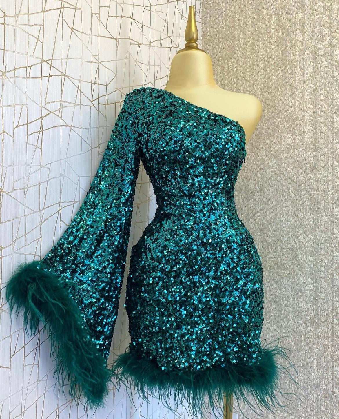 Jazzy Green Sequin Mini Dress – Mahdera