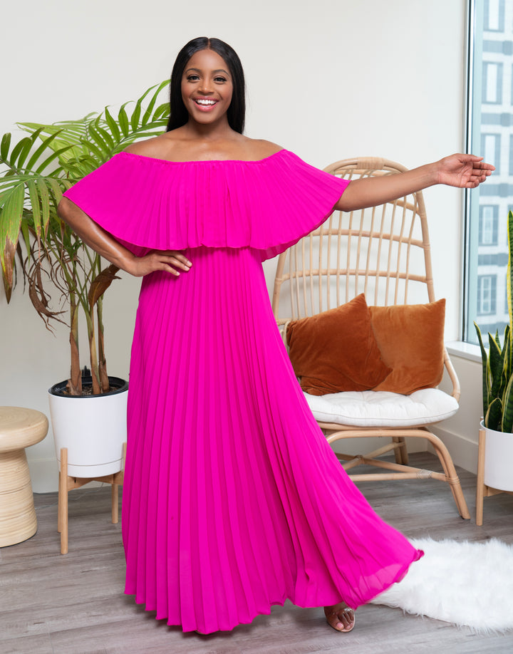 iris pleated dress Iris Pleated Maxi Dress Large