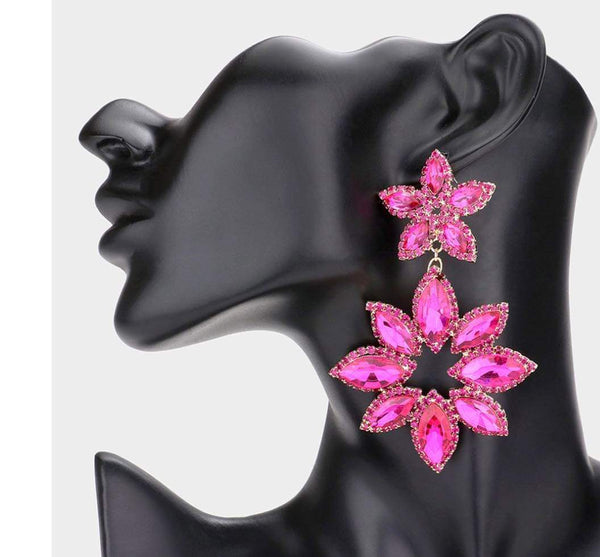 Fuchsia Floral Stone Earrings