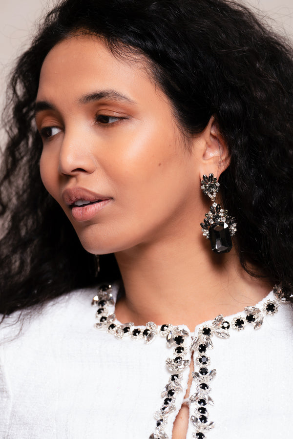 Onyx Crystal Chandelier Earrings