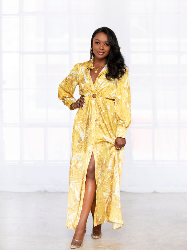 Alexis Gold Print Midi Dress