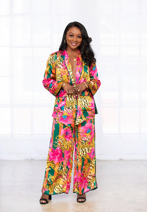 Jolie Print Kimono & Blazer Set