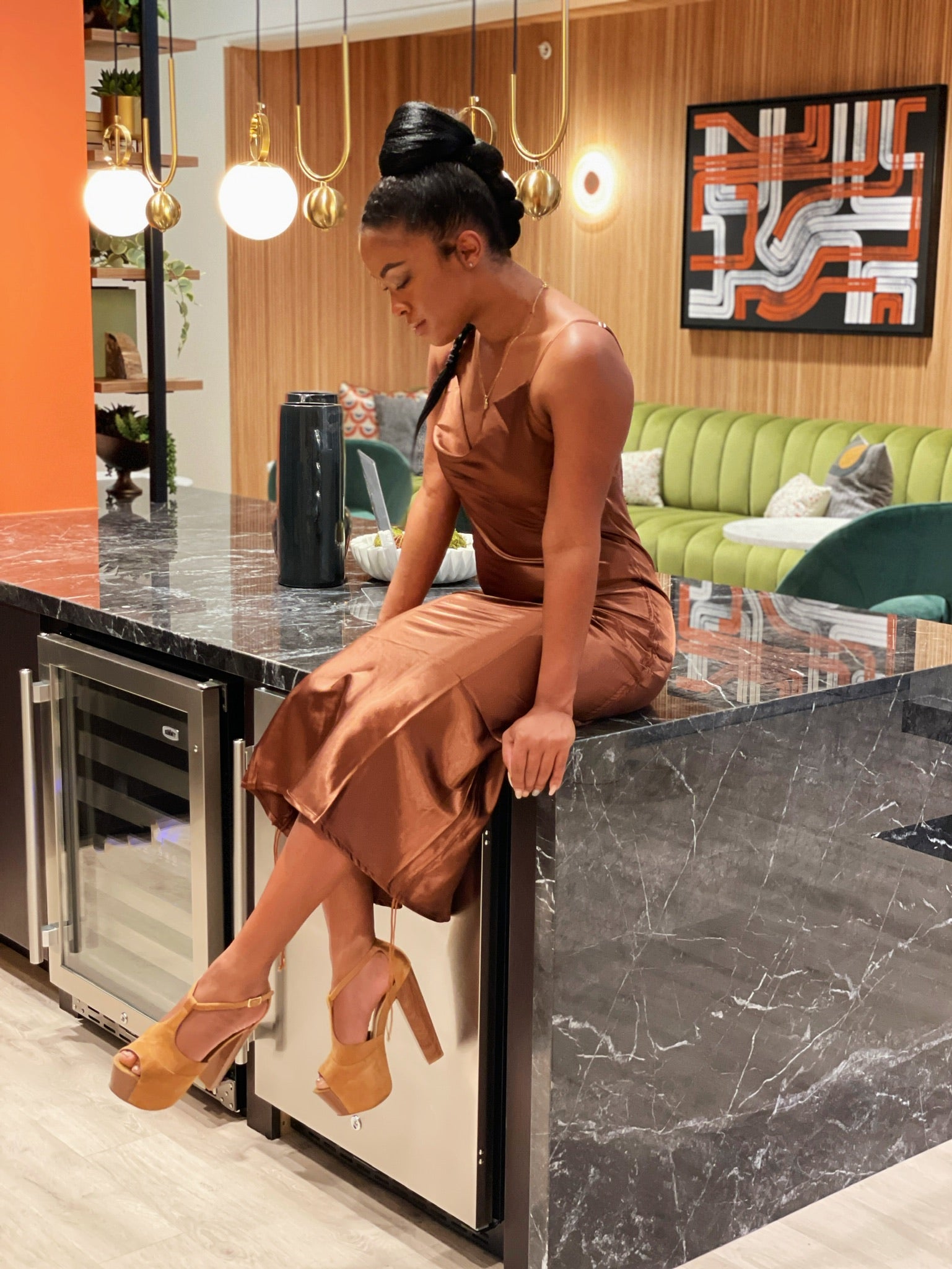 Nyla Mocha Satin Slip Dress – Mahdera
